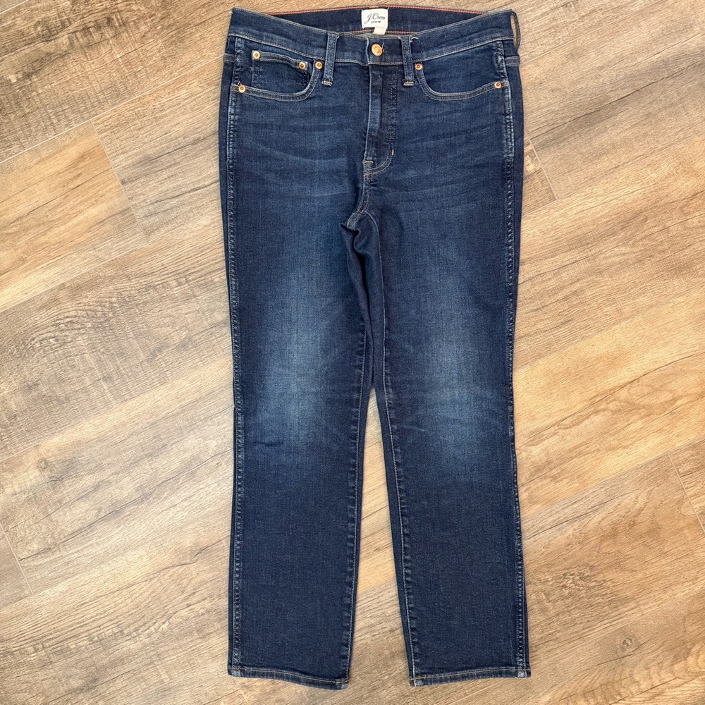 J. Crew Women 27 Vintage Straight 9" Denim Jean Dark Wash Fitted Classic Stretch